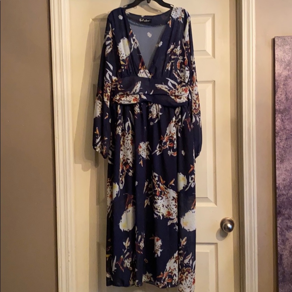 Blue Floral Long Dress - Picture 2 of 7